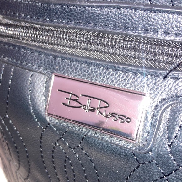 Bella Russo Black Patterned Handbag with tassel and inside keychain NEW - Picture 2 of 9